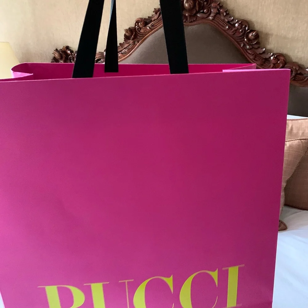 Brand new rare Emilio Pucci pink authentic shopping bag with fabric handles